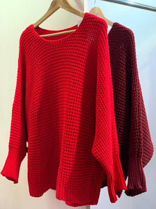 Wilma ~ Waffle Batwing Jumper