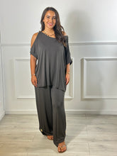 Load image into Gallery viewer, Judy Jersey Cold  Shoulder Suit
