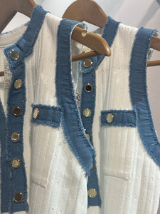 Elise Denim Trim Top
