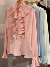 Load image into Gallery viewer, Cici Pleat/Ruffle Neck Blouse
