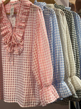 Load image into Gallery viewer, Jessie Gingham Frill Top

