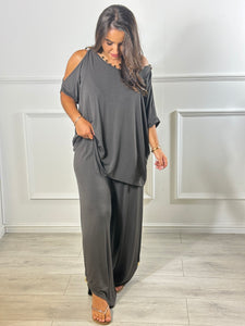 Judy Jersey Cold  Shoulder Suit
