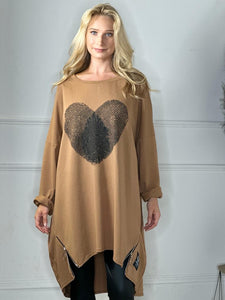 Meg Zip Heart Sweatshirt