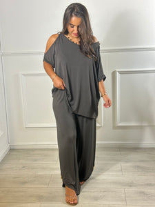 Judy Jersey Cold  Shoulder Suit