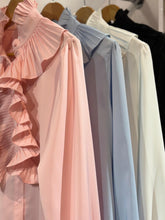 Load image into Gallery viewer, Cici Pleat/Ruffle Neck Blouse

