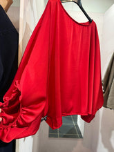 Load image into Gallery viewer, Cherry Satin Balloon Sleeve Suit
