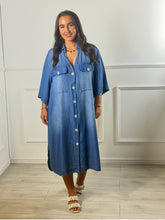 Load image into Gallery viewer, Petal Denim Shirt Dress
