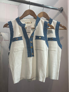 Elise Denim Trim Top