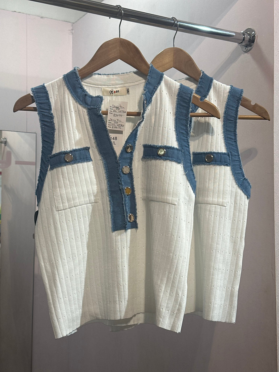 Elise Denim Trim Top