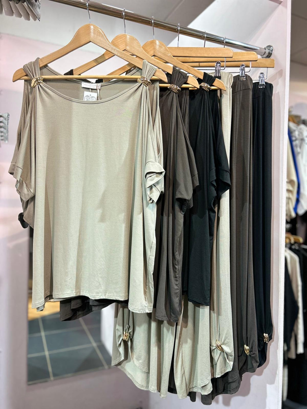 Judy Jersey Cold  Shoulder Suit