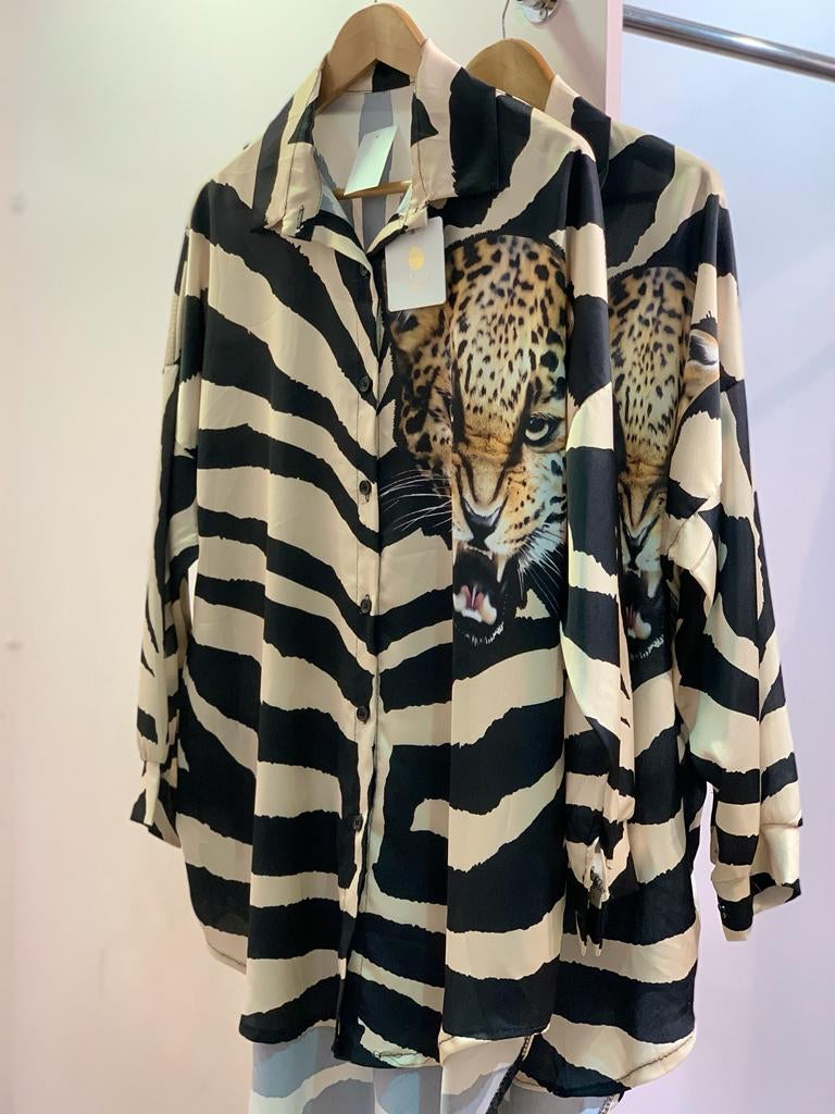 Stripe Leopard Combo Shirt
