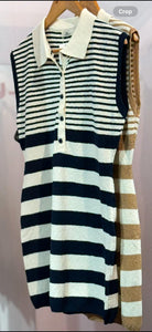 Demi ~ Stripe Button Tennis Dress