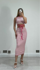 Stripe Vest/Skirt Combi Tie Set