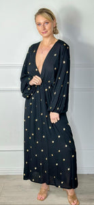 Gold Embossed V Back & Front Maxi