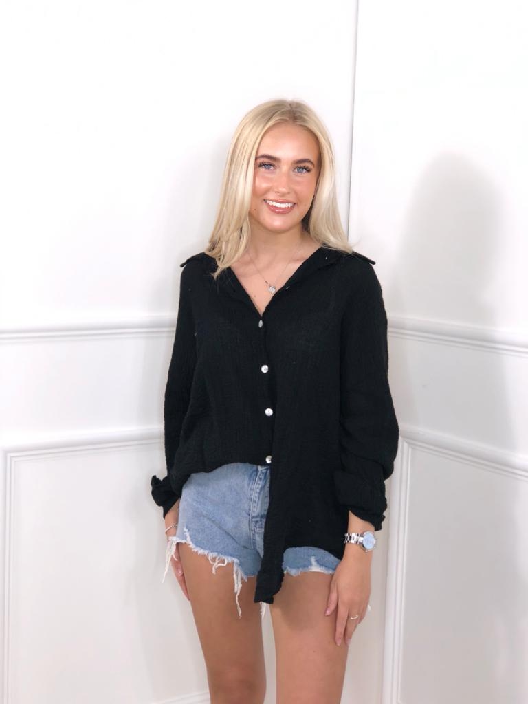 Knot Front Cheesecloth Shirt