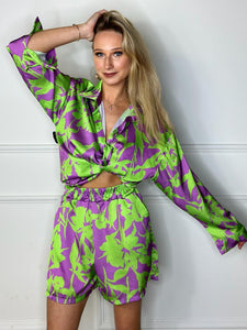 Silk Floral Short Set