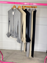 Load image into Gallery viewer, Gold Button Peplum Suit

