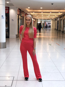Rib Elastic 1/2 Sleeve Lounge Suit