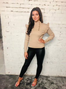 Gold Button Frill Jumper
