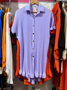 Pleat 1/2 Sleeve Shirt Dress
